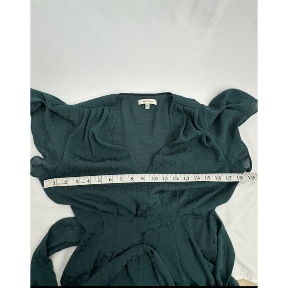 Max Studio Women's Flutter Sleeve Waist Tie Blouse Teal Blue Size XS Classy Date - Picture 9 of 10